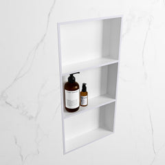 MONDIAZ EASY Nis 59,5x29,5cm in solid surface kleur Cale | Talc. 3 vakken  geschikt voor in- of opbouw