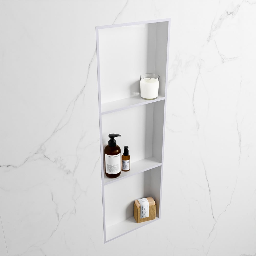 MONDIAZ EASY Nis 89,5x29,5cm in solid surface kleur Cale | Talc. 3 vakken  geschikt voor in- of opbouw