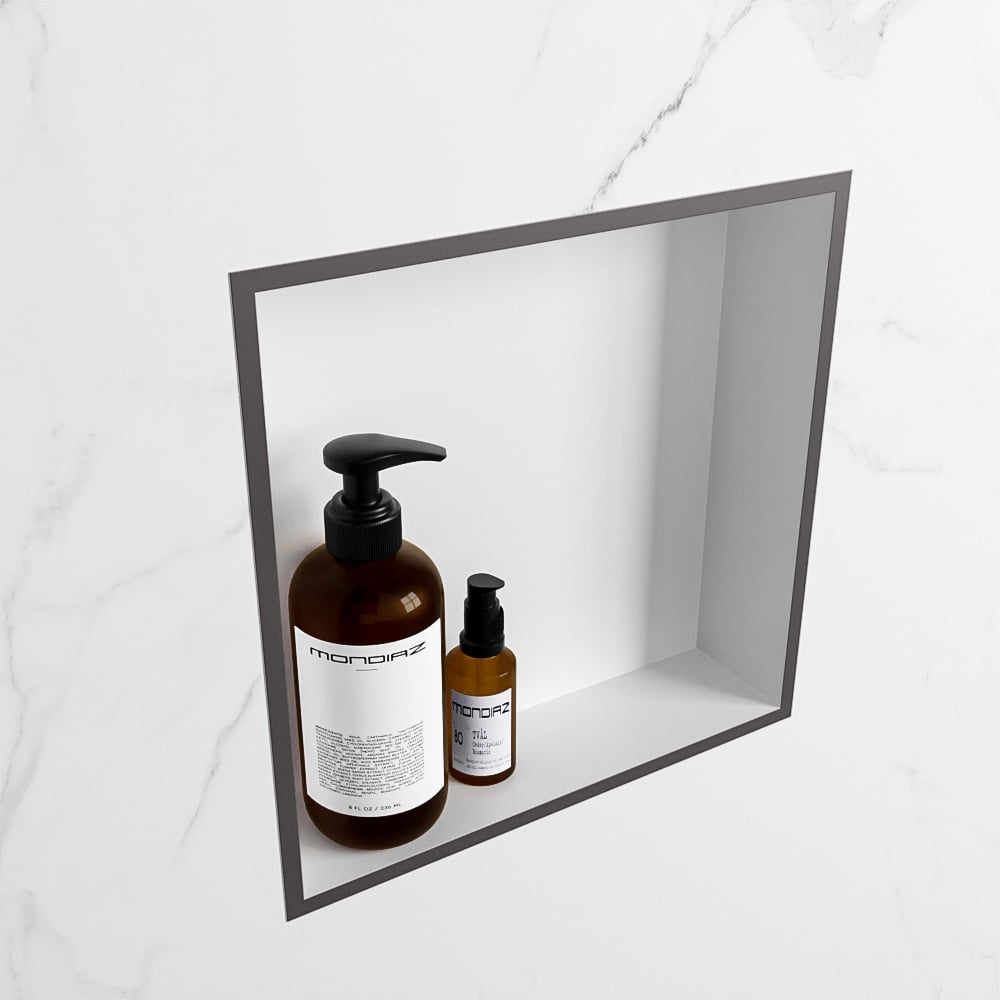 MONDIAZ EASY Nis 29,5x29,5cm in solid surface kleur DarkGrey | Talc. 1 vak  geschikt voor in- of opbouw