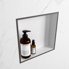 MONDIAZ EASY Nis 29,5x29,5cm in solid surface kleur DarkGrey | Talc. 1 vak  geschikt voor in- of opbouw