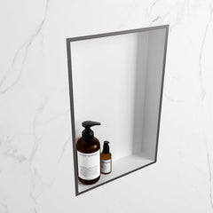 MONDIAZ EASY Nis 44,5x29,5cm in solid surface kleur DarkGrey | Talc. 1 vak  geschikt voor in- of opbouw