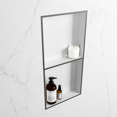 MONDIAZ EASY Nis 59,5x29,5cm in solid surface kleur DarkGrey | Talc. 2 vakken geschikt voor in- of opbouw