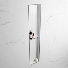 MONDIAZ EASY Nis 89,5x29,5cm in solid surface kleur DarkGrey | Talc. 2 vakken geschikt voor in- of opbouw