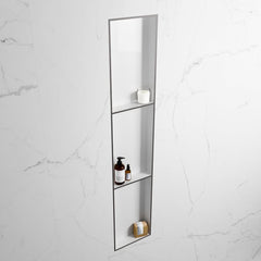 MONDIAZ EASY Nis 149,5x29,5cm in solid surface kleur DarkGrey | Talc. 3 vakken  geschikt voor in- of opbouw