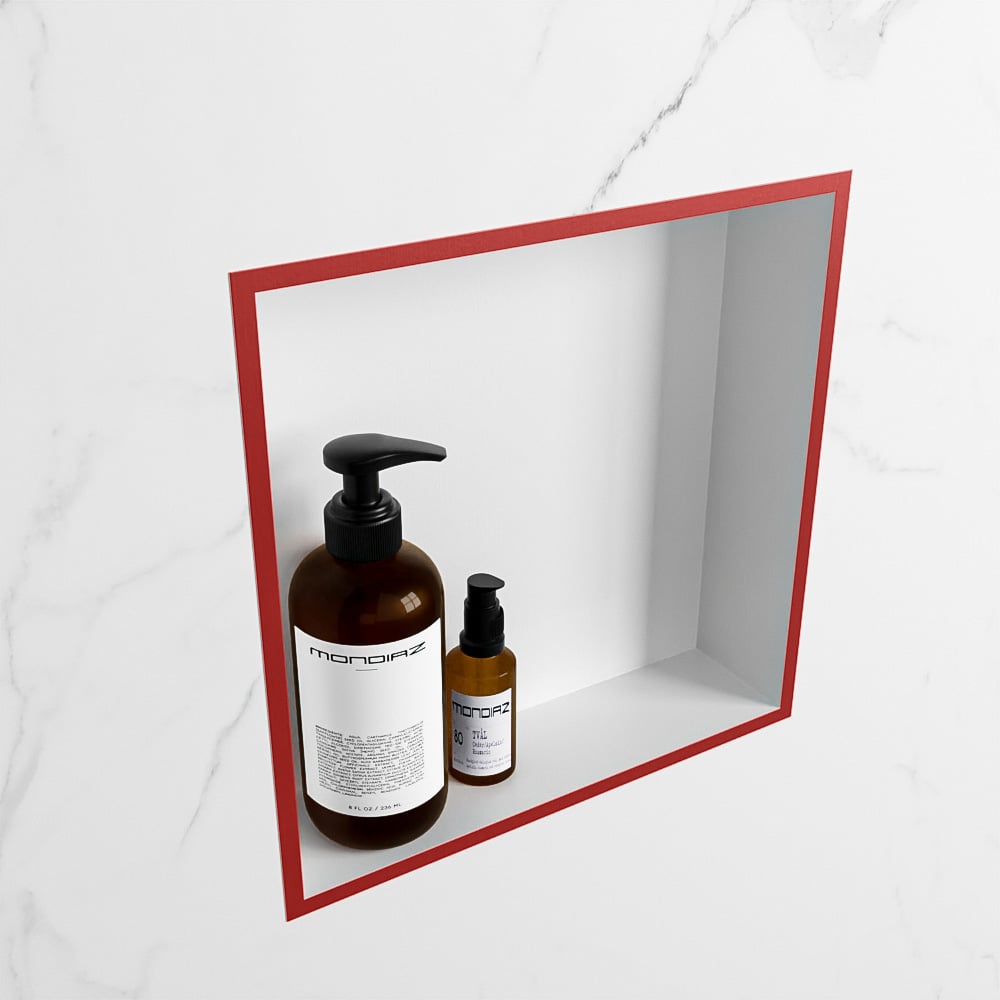 MONDIAZ EASY Nis 29,5x29,5cm in solid surface kleur Fire | Talc. 1 vak  geschikt voor in- of opbouw