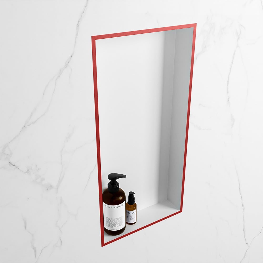 MONDIAZ EASY Nis 59,5x29,5cm in solid surface kleur Fire | Talc. 1 vak  geschikt voor in- of opbouw