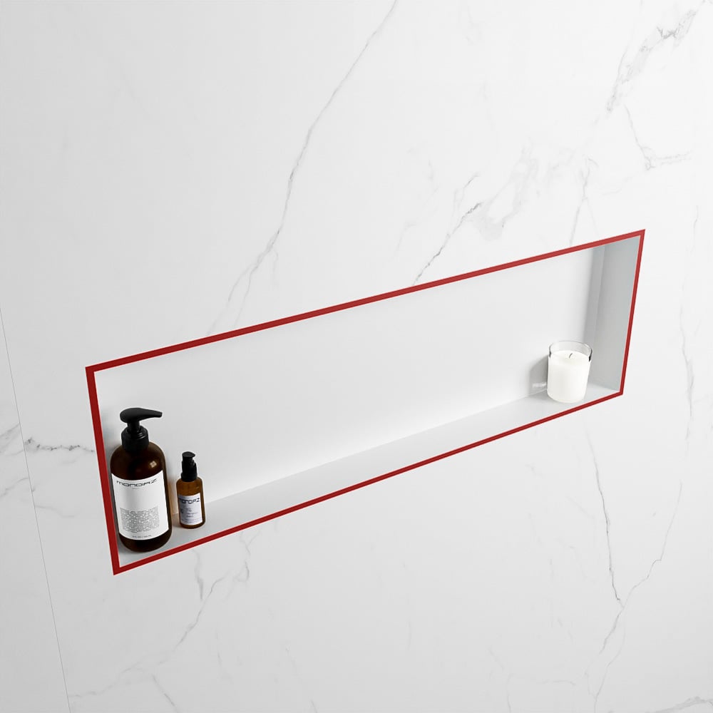 MONDIAZ EASY Nis 89,5x29,5cm in solid surface kleur Fire | Talc. 1 vak  geschikt voor in- of opbouw