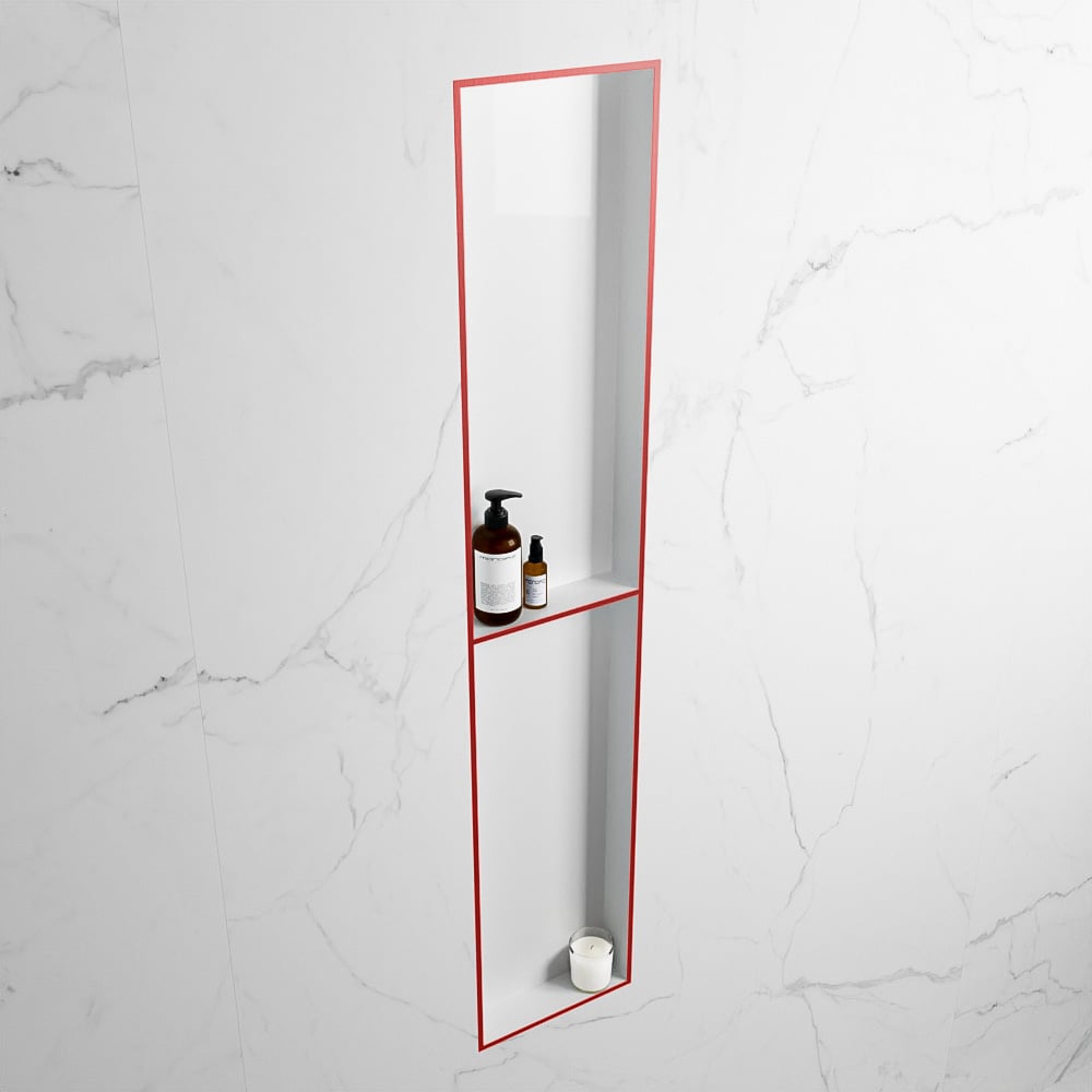 MONDIAZ EASY Nis 89,5x29,5cm in solid surface kleur Fire | Talc. 2 vakken geschikt voor in- of opbouw