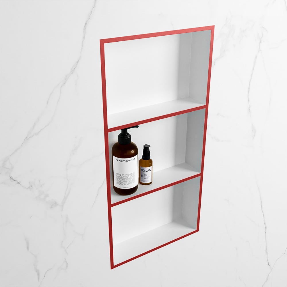 MONDIAZ EASY Nis 59,5x29,5cm in solid surface kleur Fire | Talc. 3 vakken  geschikt voor in- of opbouw