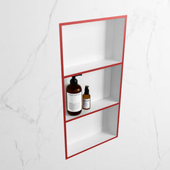 MONDIAZ EASY Nis 59,5x29,5cm in solid surface kleur Fire | Talc. 3 vakken  geschikt voor in- of opbouw