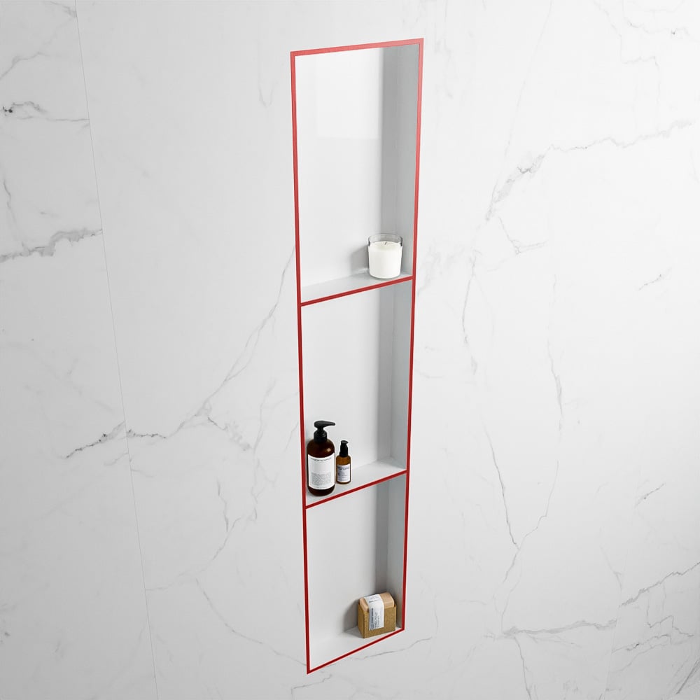 MONDIAZ EASY Nis 149,5x29,5cm in solid surface kleur Fire | Talc. 3 vakken  geschikt voor in- of opbouw