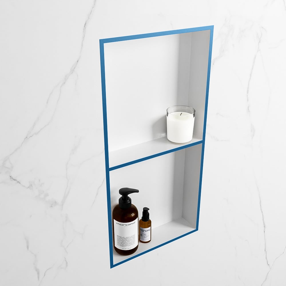 MONDIAZ EASY Nis 59,5x29,5cm in solid surface kleur Jeans | Talc. 2 vakken geschikt voor in- of opbouw