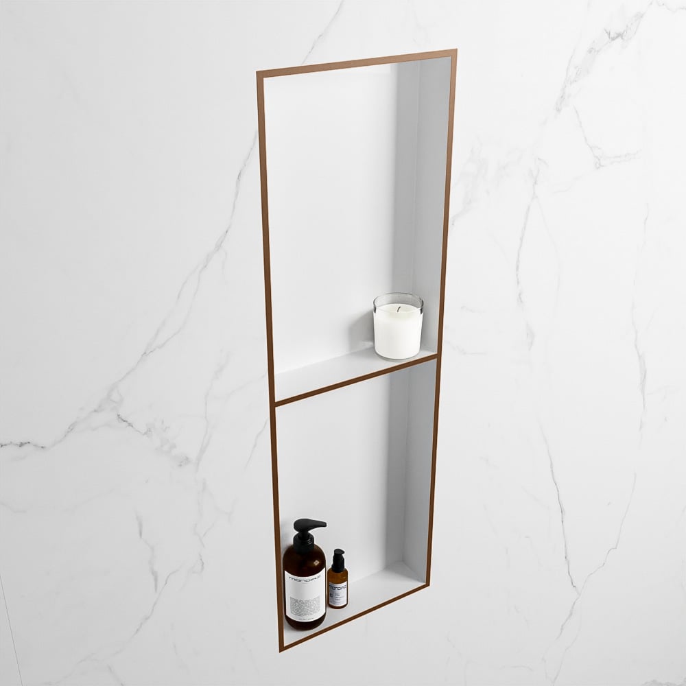 MONDIAZ EASY Nis 149,5x29,5cm in solid surface kleur Rust | Talc. 2 vakken geschikt voor in- of opbouw