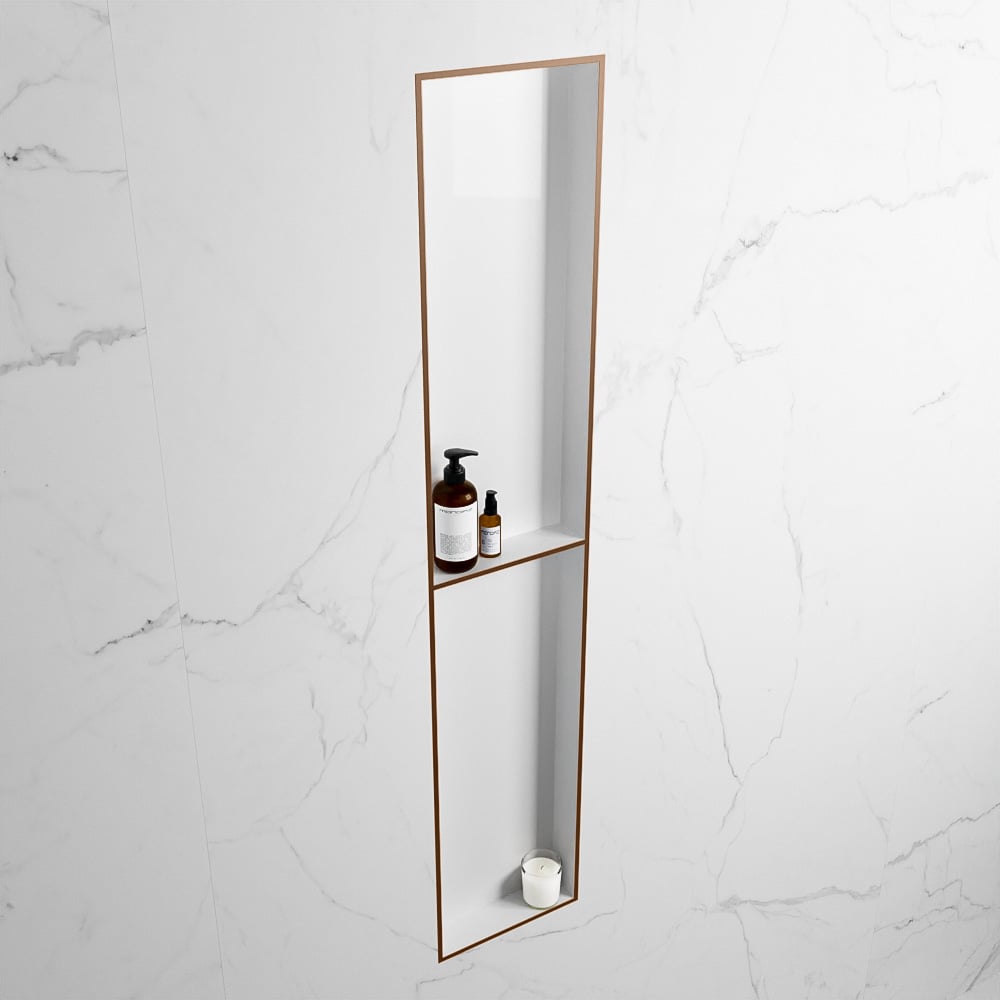 MONDIAZ EASY Nis 89,5x29,5cm in solid surface kleur Rust | Talc. 2 vakken geschikt voor in- of opbouw
