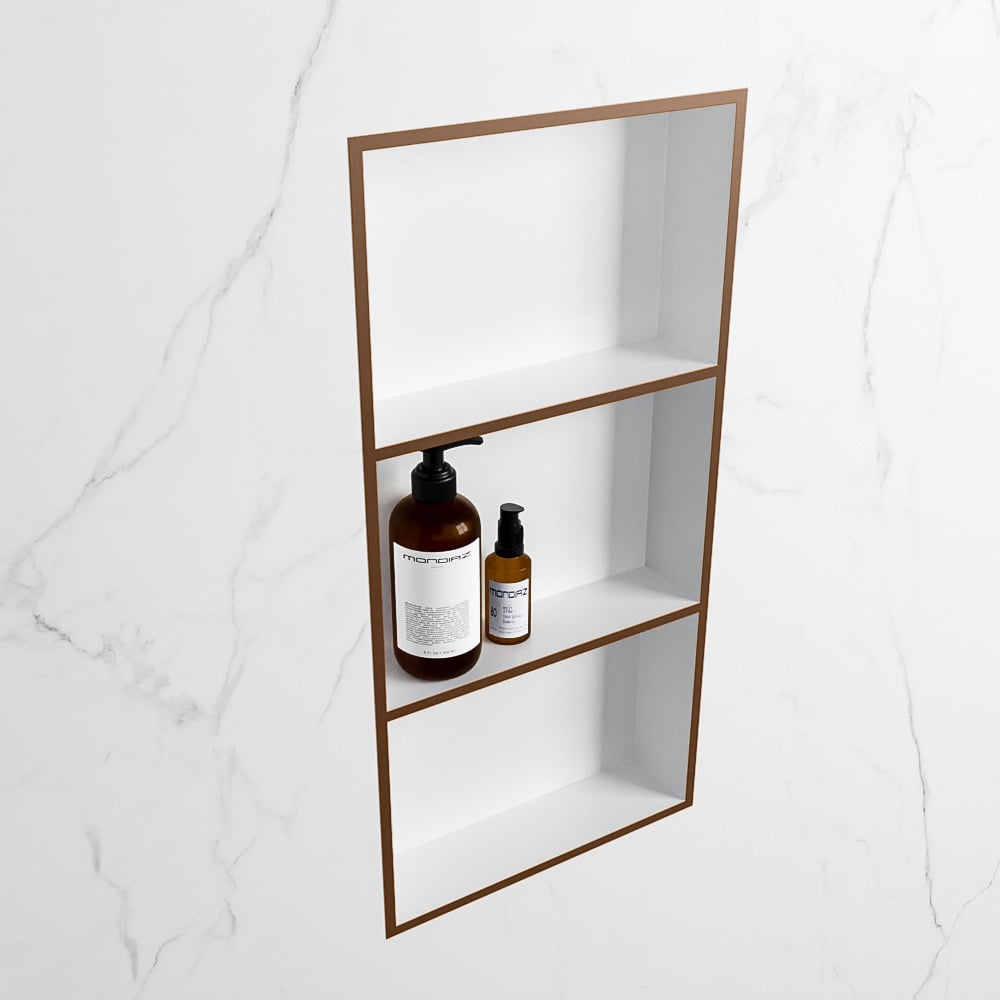 MONDIAZ EASY Nis 59,5x29,5cm in solid surface kleur Rust | Talc. 3 vakken  geschikt voor in- of opbouw