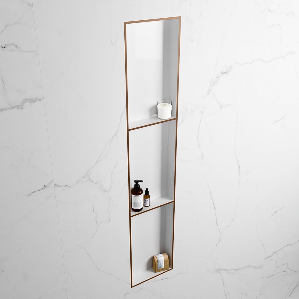 MONDIAZ EASY Nis 149,5x29,5cm in solid surface kleur Rust | Talc. 3 vakken  geschikt voor in- of opbouw