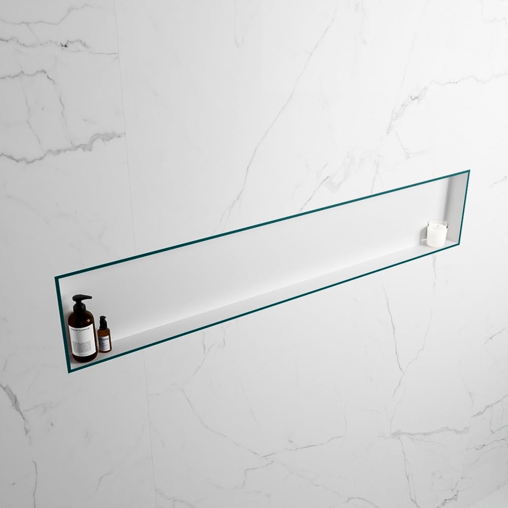 MONDIAZ EASY Nis 149,5x29,5cm in solid surface kleur Smag | Talc. 1 vak  geschikt voor in- of opbouw