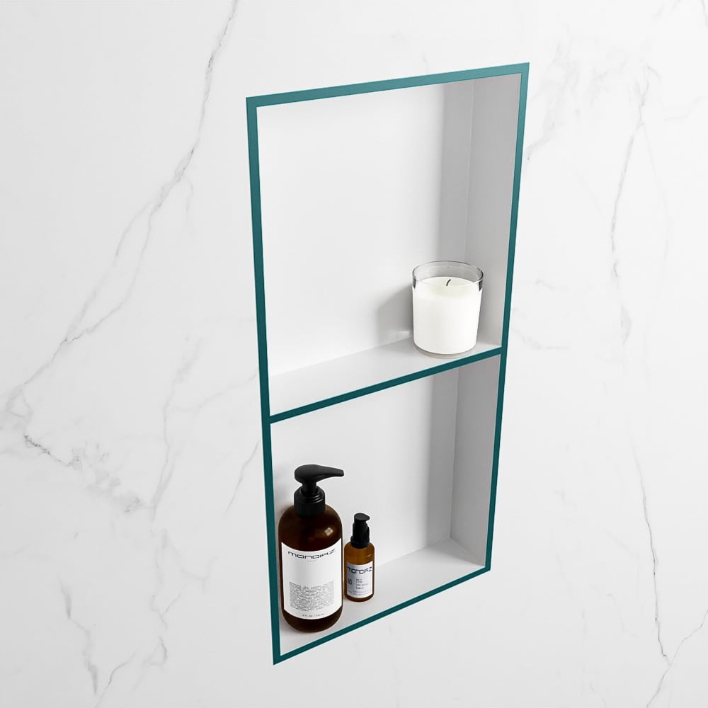 MONDIAZ EASY Nis 59,5x29,5cm in solid surface kleur Smag | Talc. 2 vakken geschikt voor in- of opbouw