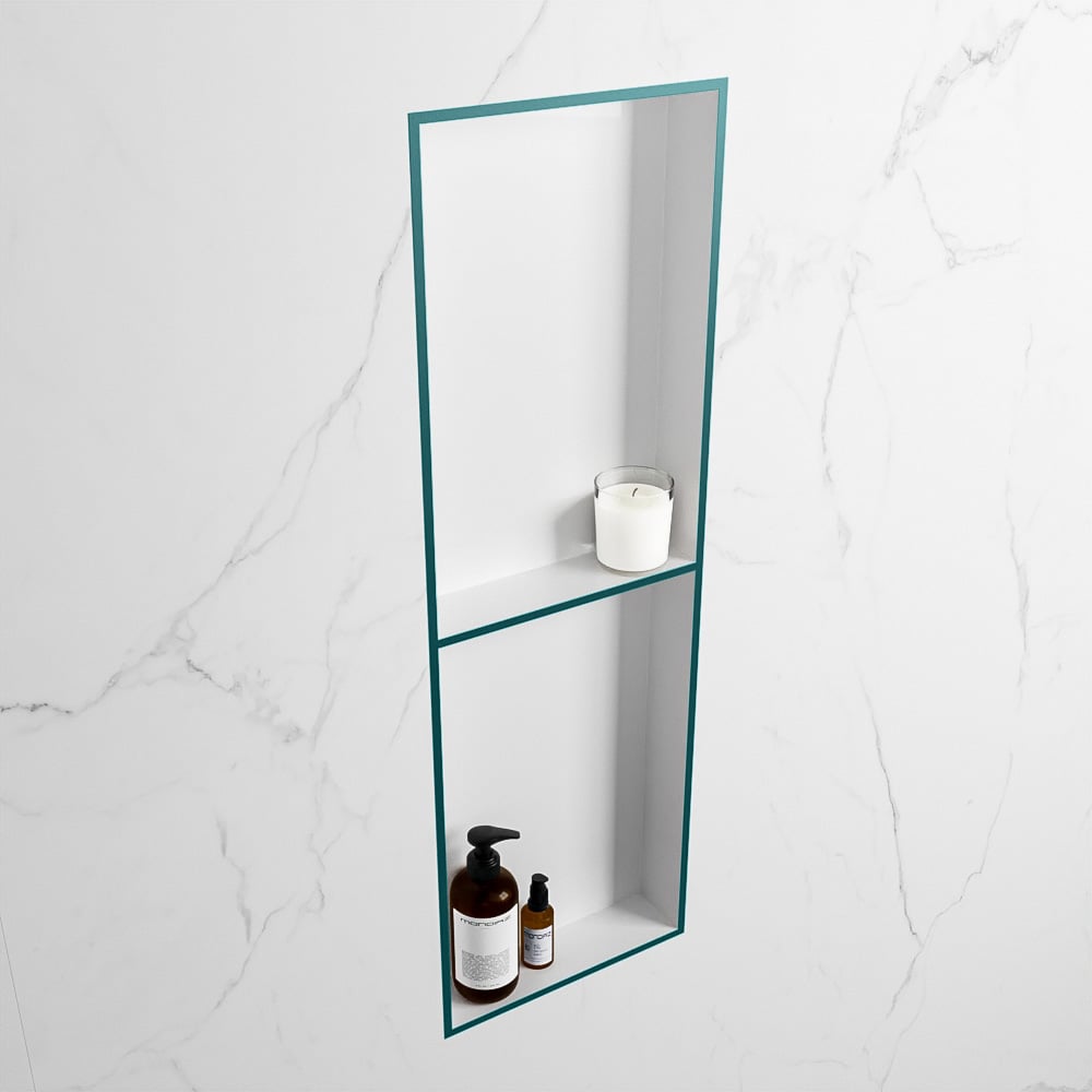 MONDIAZ EASY Nis 149,5x29,5cm in solid surface kleur Smag | Talc. 2 vakken geschikt voor in- of opbouw