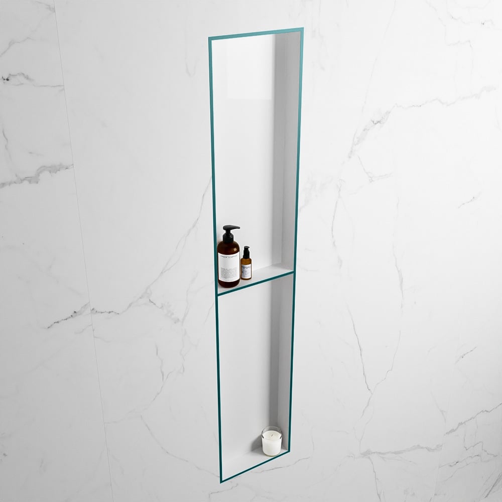 MONDIAZ EASY Nis 89,5x29,5cm in solid surface kleur Smag | Talc. 2 vakken geschikt voor in- of opbouw