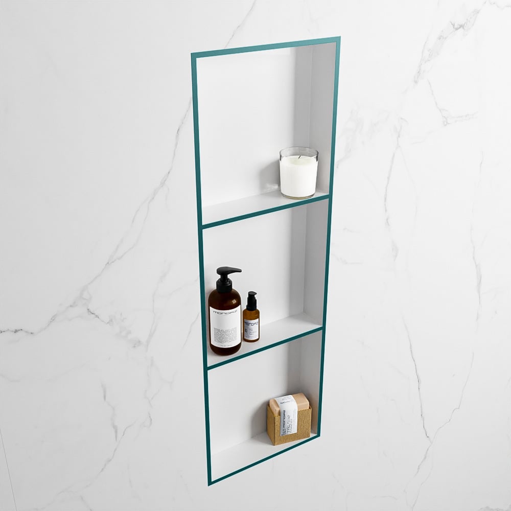 MONDIAZ EASY Nis 89,5x29,5cm in solid surface kleur Smag | Talc. 3 vakken  geschikt voor in- of opbouw
