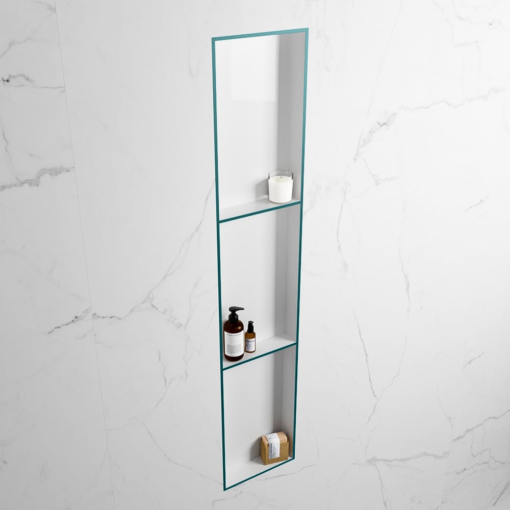 MONDIAZ EASY Nis 149,5x29,5cm in solid surface kleur Smag | Talc. 3 vakken  geschikt voor in- of opbouw