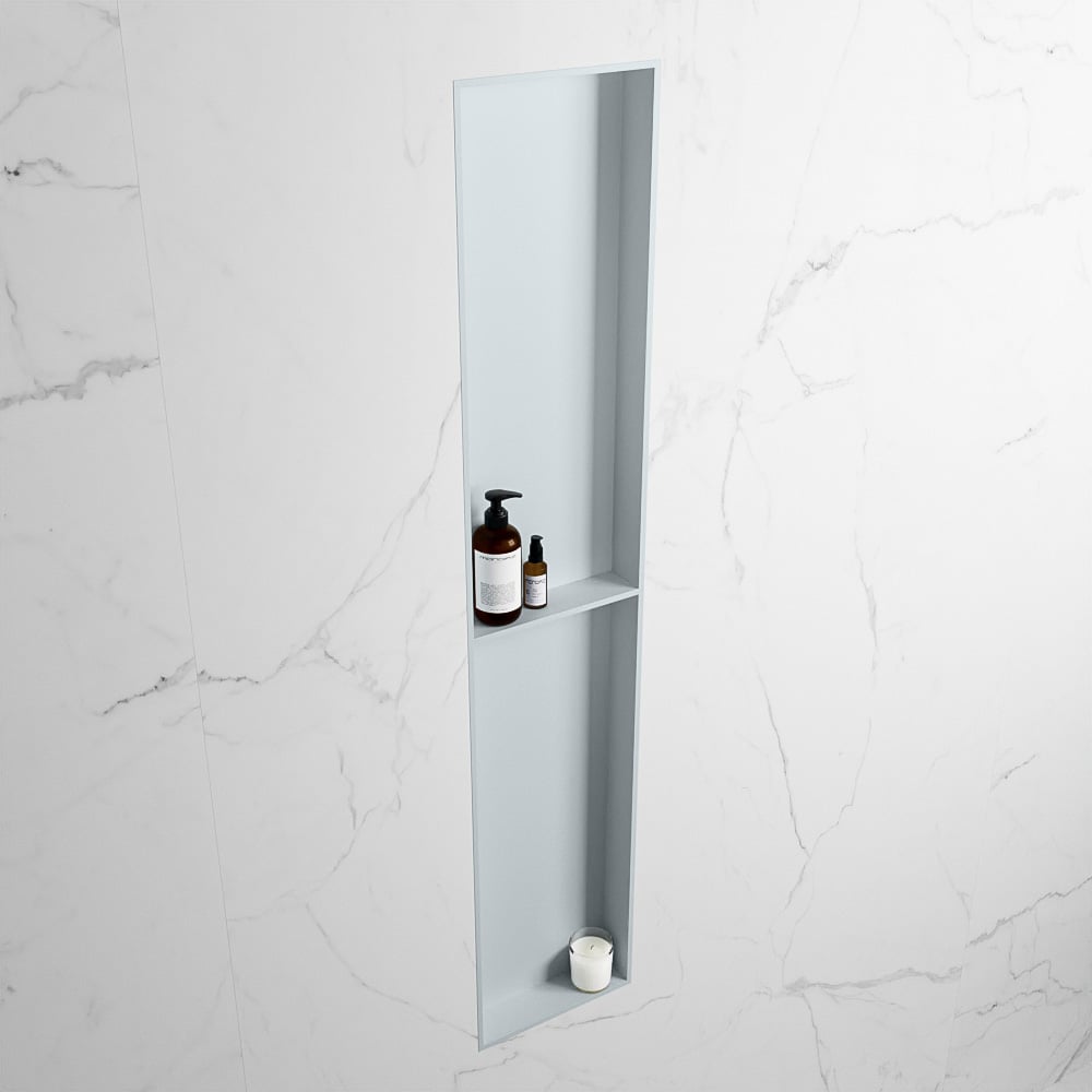 MONDIAZ EASY Nis 89,5x29,5cm in solid surface kleur Clay | Clay. 2 vakken geschikt voor in- of opbouw