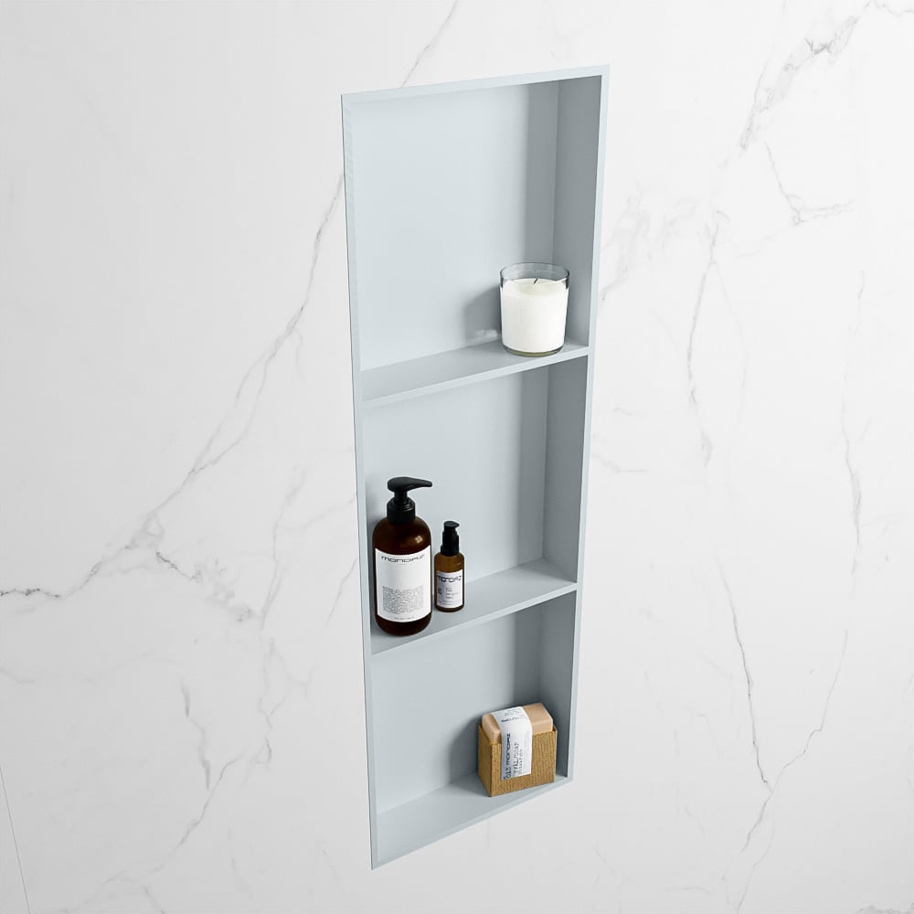 MONDIAZ EASY Nis 89,5x29,5cm in solid surface kleur Clay | Clay. 3 vakken  geschikt voor in- of opbouw