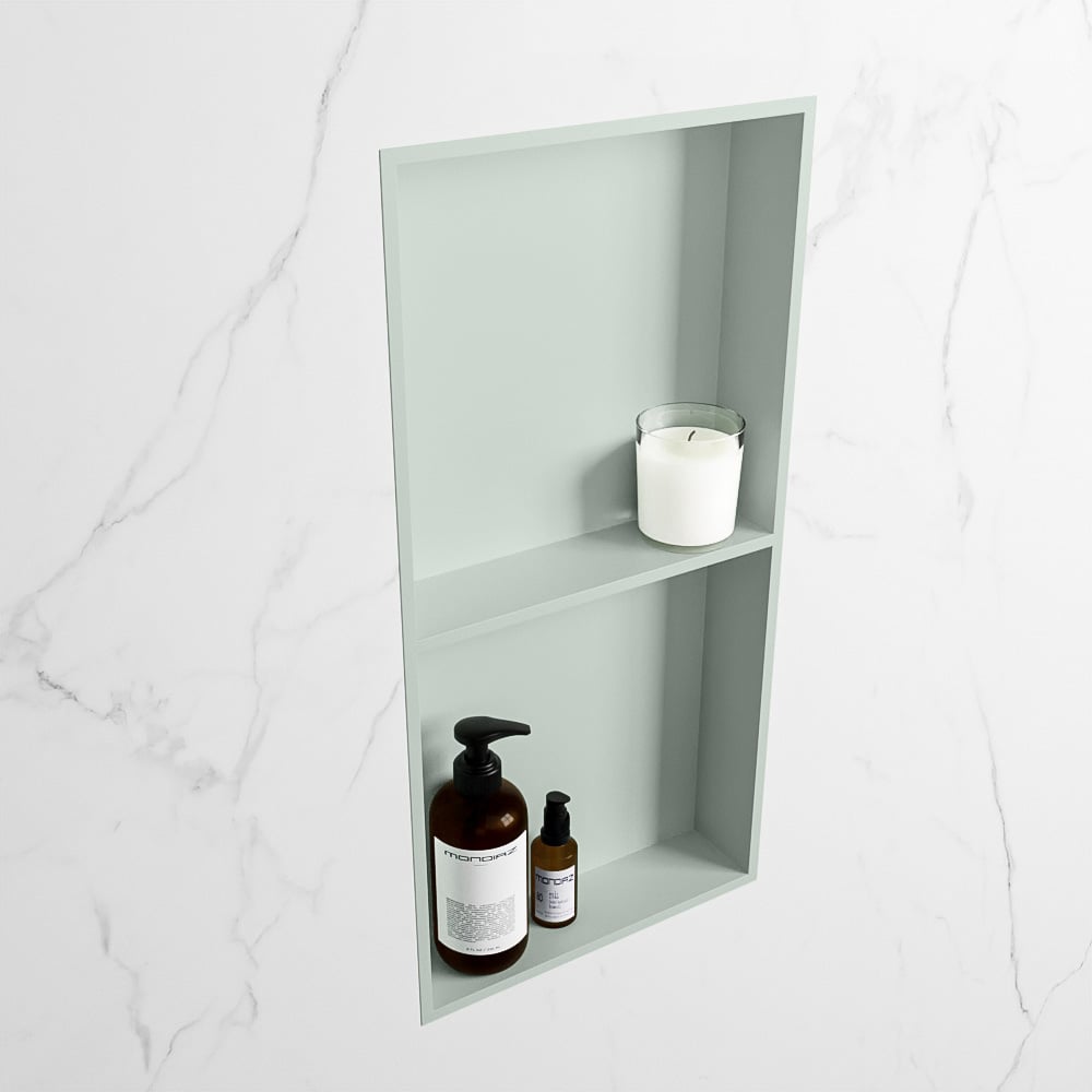 MONDIAZ EASY Nis 59,5x29,5cm in solid surface kleur Greey | Greey. 2 vakken geschikt voor in- of opbouw