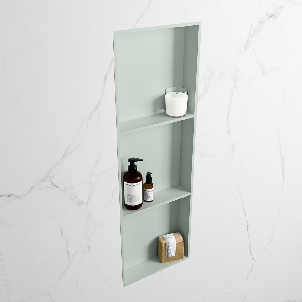 MONDIAZ EASY Nis 89,5x29,5cm in solid surface kleur Greey | Greey. 3 vakken  geschikt voor in- of opbouw