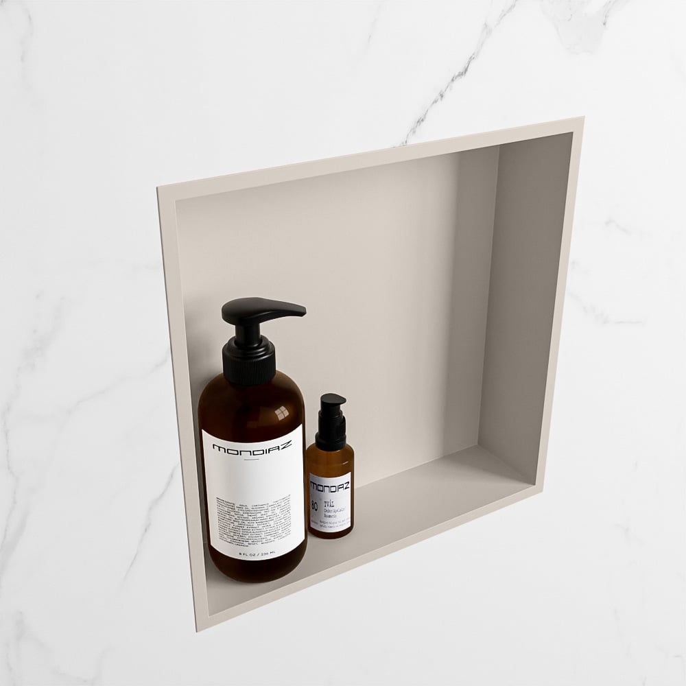 MONDIAZ EASY Nis 29,5x29,5cm in solid surface kleur Linen | Linen. 1 vak  geschikt voor in- of opbouw