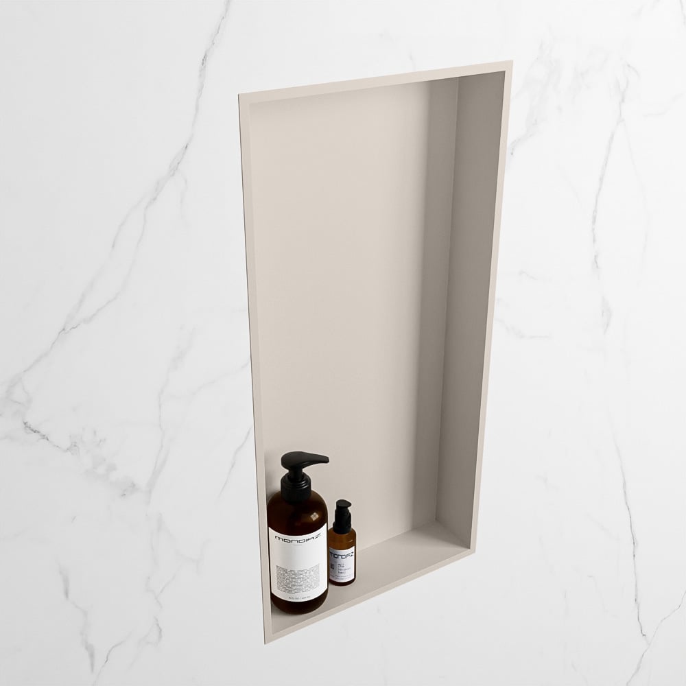 MONDIAZ EASY Nis 59,5x29,5cm in solid surface kleur Linen | Linen. 1 vak  geschikt voor in- of opbouw