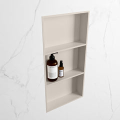 MONDIAZ EASY Nis 59,5x29,5cm in solid surface kleur Linen | Linen. 3 vakken  geschikt voor in- of opbouw