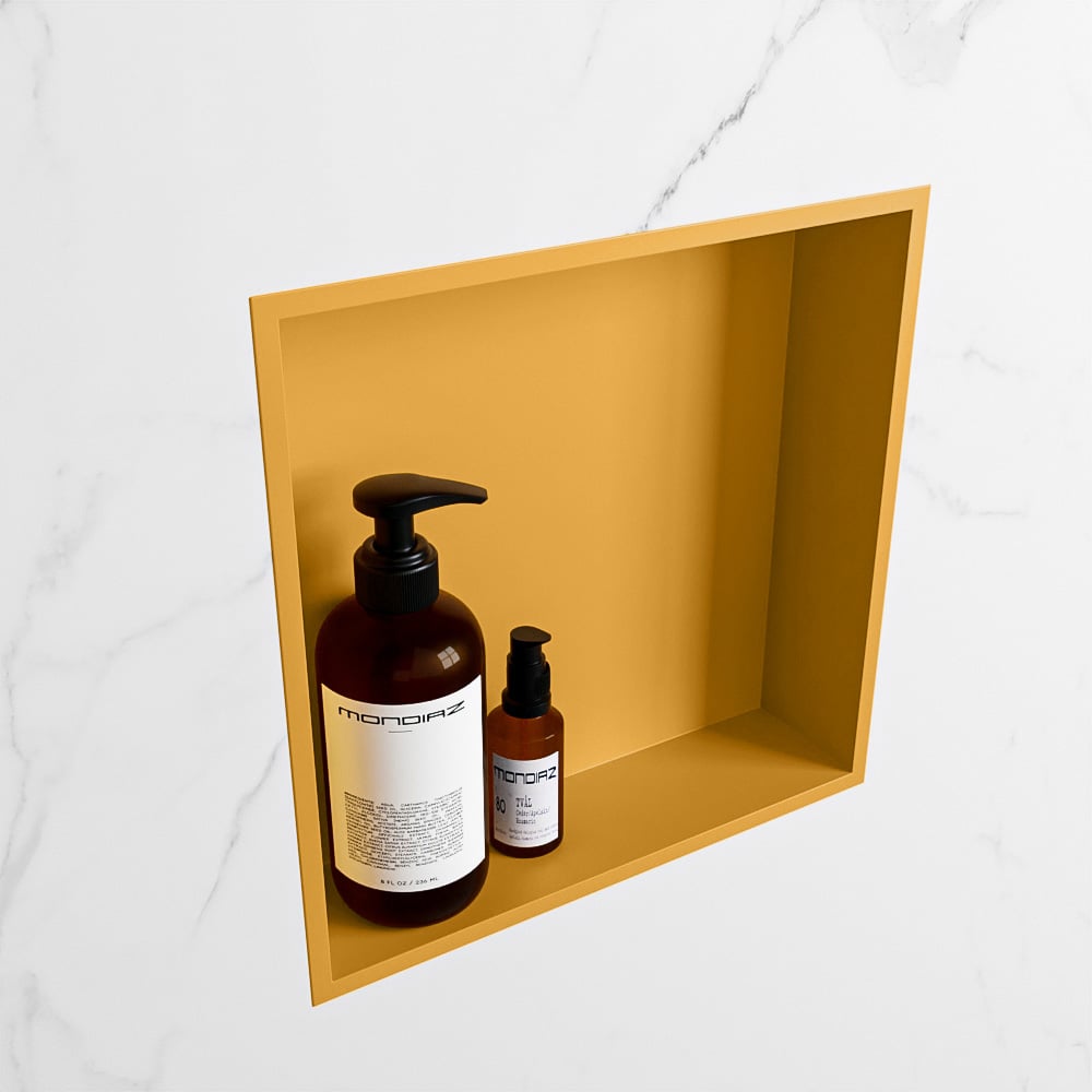 MONDIAZ EASY Nis 29,5x29,5cm in solid surface kleur Ocher | Ocher. 1 vak  geschikt voor in- of opbouw