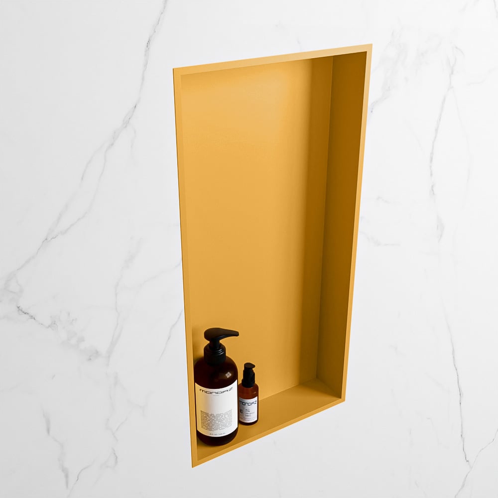 MONDIAZ EASY Nis 59,5x29,5cm in solid surface kleur Ocher | Ocher. 1 vak  geschikt voor in- of opbouw