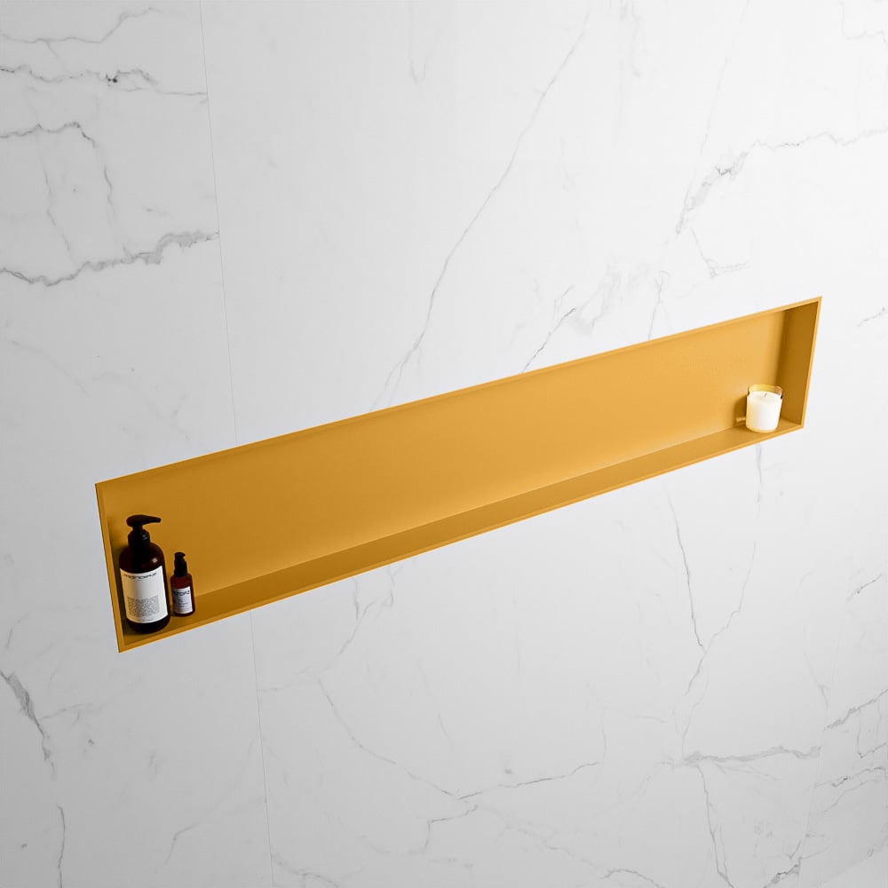 MONDIAZ EASY Nis 149,5x29,5cm in solid surface kleur Ocher | Ocher. 1 vak  geschikt voor in- of opbouw