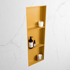 MONDIAZ EASY Nis 89,5x29,5cm in solid surface kleur Ocher | Ocher. 3 vakken  geschikt voor in- of opbouw