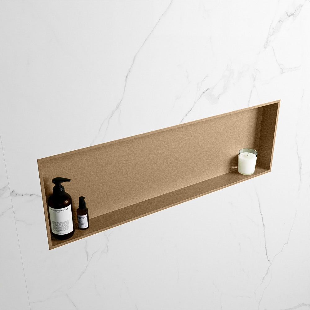 MONDIAZ EASY Nis 89,5x29,5cm in solid surface kleur Oro | Oro. 1 vak  geschikt voor in- of opbouw