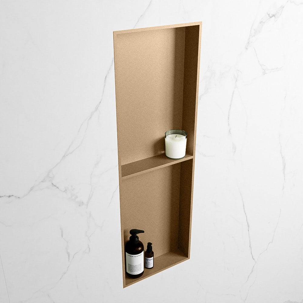 MONDIAZ EASY Nis 149,5x29,5cm in solid surface kleur Oro | Oro. 2 vakken geschikt voor in- of opbouw