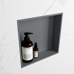 MONDIAZ EASY Nis 29,5x29,5cm in solid surface kleur Plata | Plata. 1 vak  geschikt voor in- of opbouw