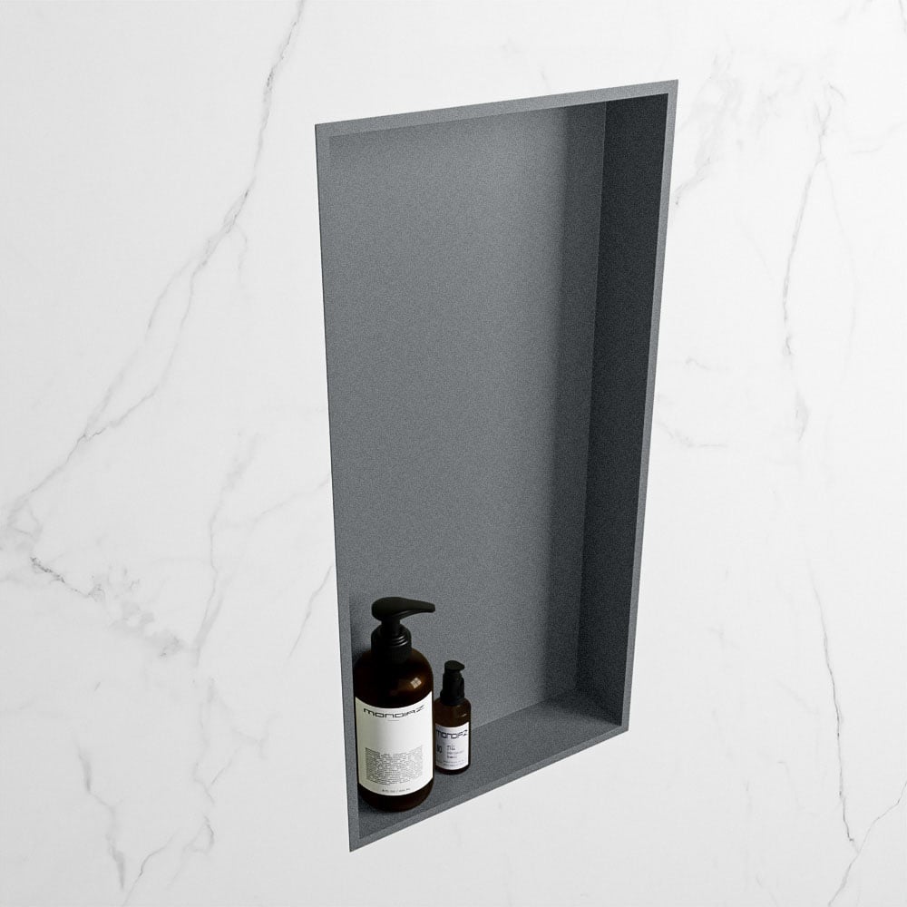 MONDIAZ EASY Nis 59,5x29,5cm in solid surface kleur Plata | Plata. 1 vak  geschikt voor in- of opbouw