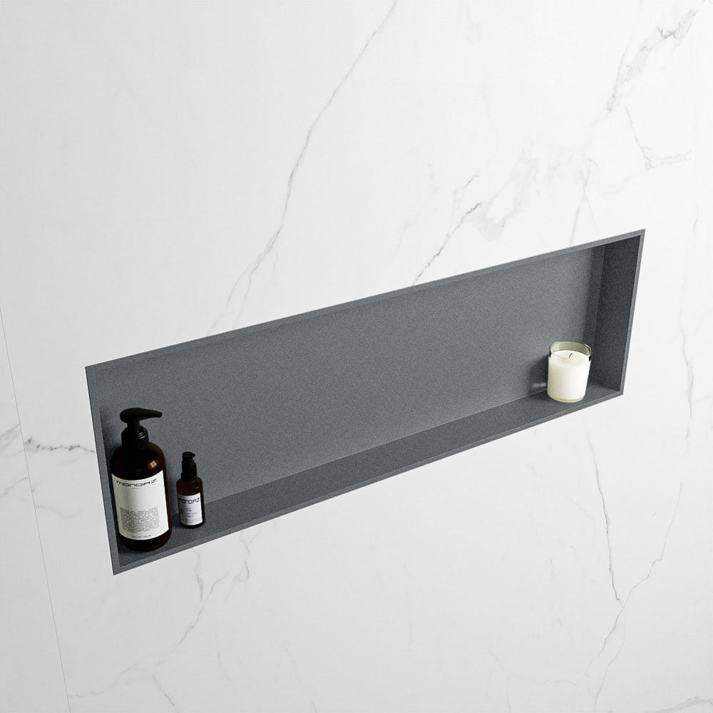 MONDIAZ EASY Nis 89,5x29,5cm in solid surface kleur Plata | Plata. 1 vak  geschikt voor in- of opbouw