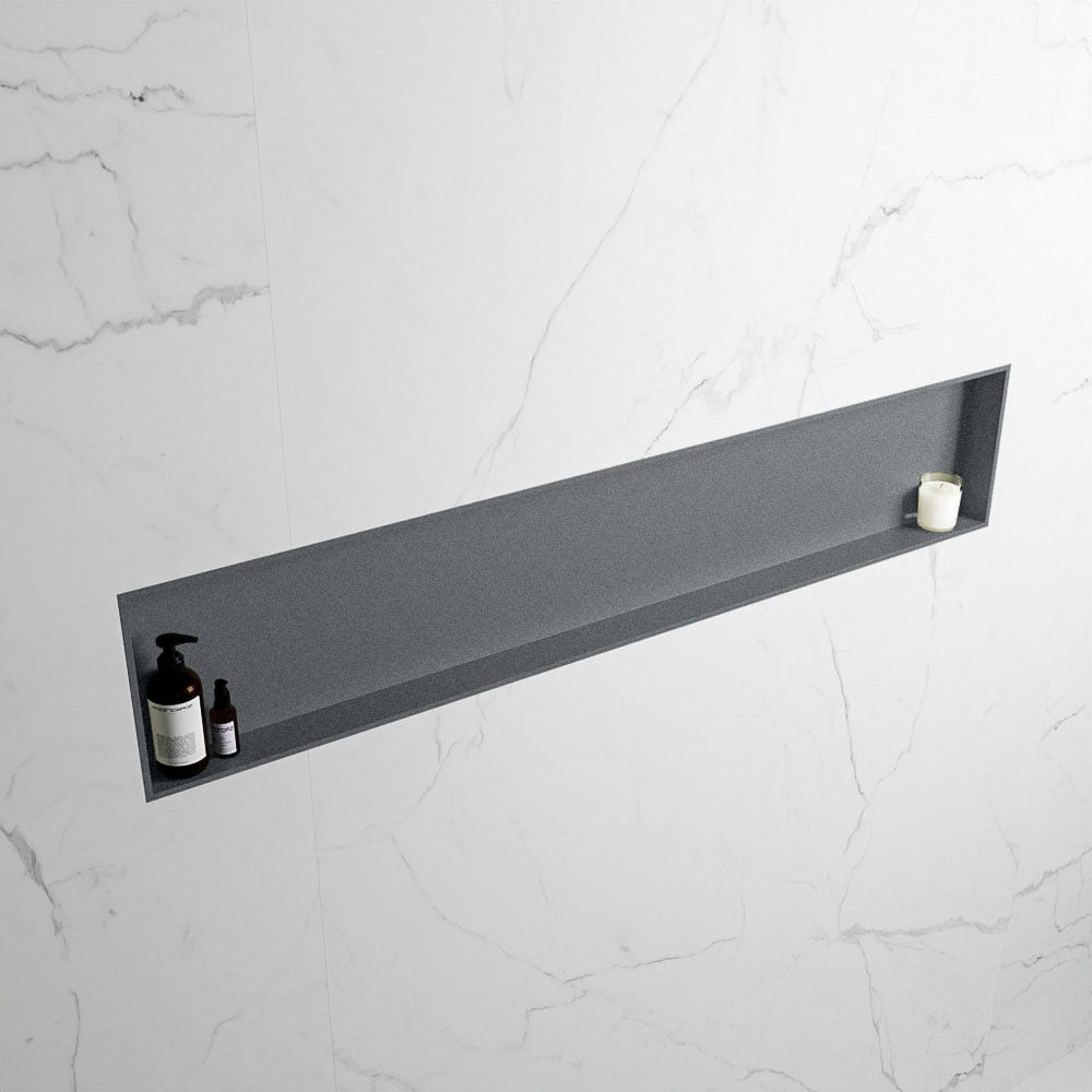 MONDIAZ EASY Nis 149,5x29,5cm in solid surface kleur Plata | Plata. 1 vak  geschikt voor in- of opbouw