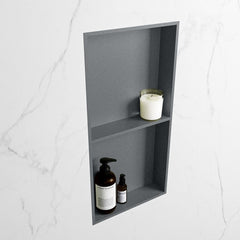 MONDIAZ EASY Nis 59,5x29,5cm in solid surface kleur Plata | Plata. 2 vakken geschikt voor in- of opbouw