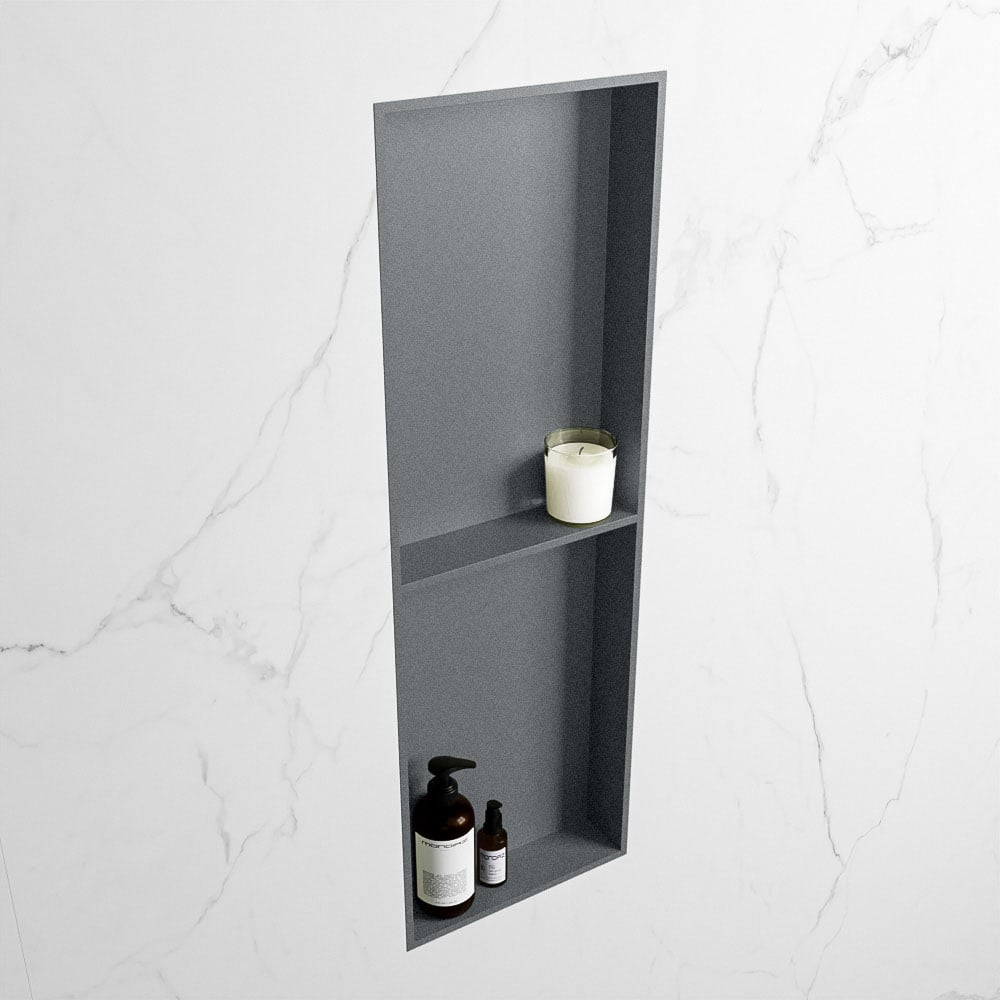 MONDIAZ EASY Nis 149,5x29,5cm in solid surface kleur Plata | Plata. 2 vakken geschikt voor in- of opbouw