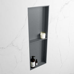 MONDIAZ EASY Nis 149,5x29,5cm in solid surface kleur Plata | Plata. 2 vakken geschikt voor in- of opbouw