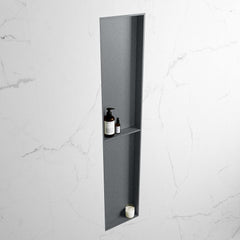 MONDIAZ EASY Nis 89,5x29,5cm in solid surface kleur Plata | Plata. 2 vakken geschikt voor in- of opbouw