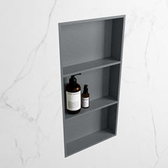 MONDIAZ EASY Nis 59,5x29,5cm in solid surface kleur Plata | Plata. 3 vakken  geschikt voor in- of opbouw