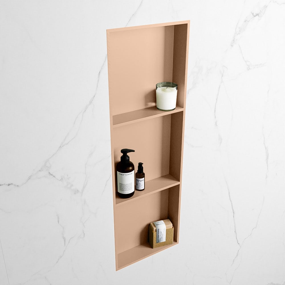 MONDIAZ EASY Nis 89,5x29,5cm in solid surface kleur Rosee | Rosee. 3 vakken  geschikt voor in- of opbouw