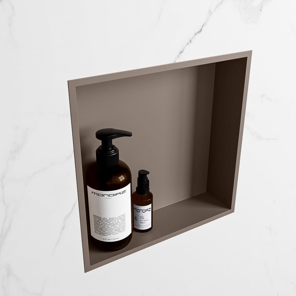 MONDIAZ EASY Nis 29,5x29,5cm in solid surface kleur Smoke | Smoke. 1 vak  geschikt voor in- of opbouw